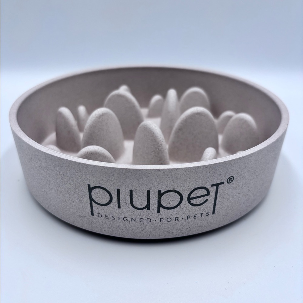 Piupet Bamboo Slow Feeder Dog Bowl for Medium Dogs Anti-Gulping Non Slip